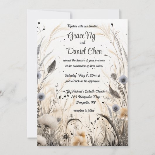 Be-editbare herfstbries wilde bloemen kaart (Voorkant)