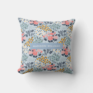 Be-editbare inscriptie Kleur Bloemen Kussen