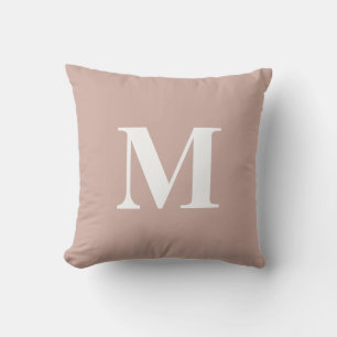 Be-editbare Kleur Blush Roze Witte Monogram Initia Buitenkussen