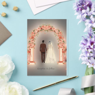 Be-editbare moslim Nikah uitnodiging - Wit Rood Ko Acryl Uitnodigingen
