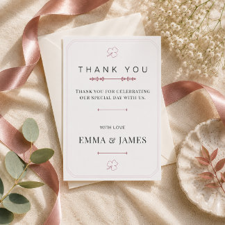 Be-editbare Stof Roze Minimalistische Bedankkaart RSVP Kaartje