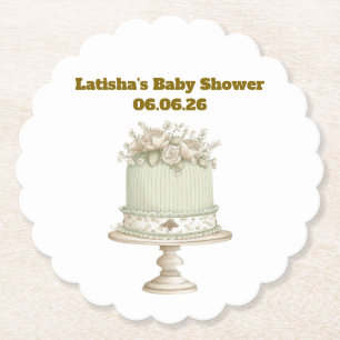 Be-editbare Vintage Neutrale Baby Shower Kartonnen Onderzetters