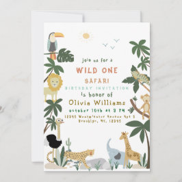 Be-editbare Wild One Safari Uitnodiging Template