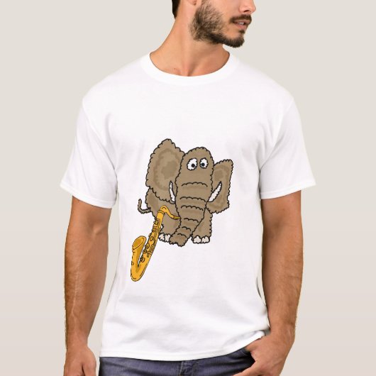BE- Elephant Speel het Saxophone T-shirt (Voorkant)