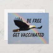 Be Free Get Vaccinated Flying American Bald Eagle Briefkaart (Voorkant / Achterkant)