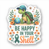 Be Happy In Your Own Shell Turtle Autism Awareness Sticker (Voorkant)