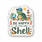 Be Happy In Your Own Shell Turtle Autism Awareness Sticker (Voorkant)