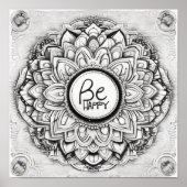 Be Happy Mandala patten poster (Devant)