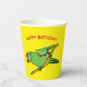 BE happy parrot Paper Cups Papieren Bekers (Voorkant)