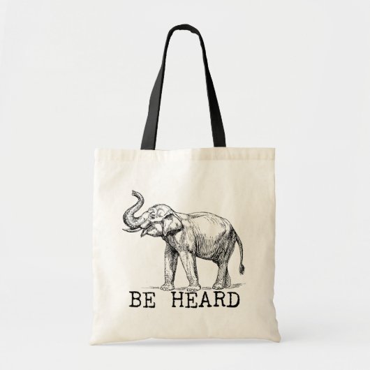 Be Heard Cute Elephant Tote Bag (Voorkant)