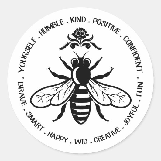 Be Humble Kind Positive Fun Happy Joyful Yourself Ronde Sticker (Voorkant)