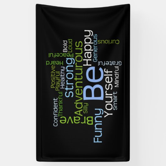 BE Inspirerend Word Cloud Spandoek (Verticaal)