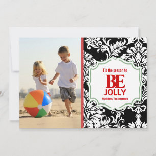Be Jolly Vintage Black Damask Family Carte photo