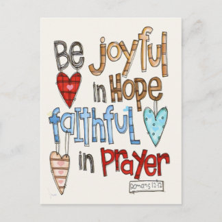 Be Joyful Primitive Font Illustrated Postcard Briefkaart