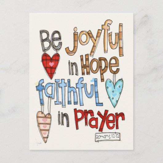Be Joyful Primitive Font Illustrated Postcard Briefkaart (Voorkant)