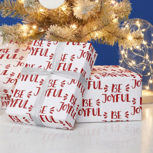 BE JOYFUL Text in Polka Dots Cadeaupapier