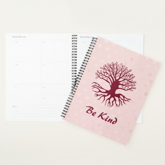 Be Kind - Arbre de Vie en Bourgogne sur Coeurs Ros (Devant avec enveloppe)