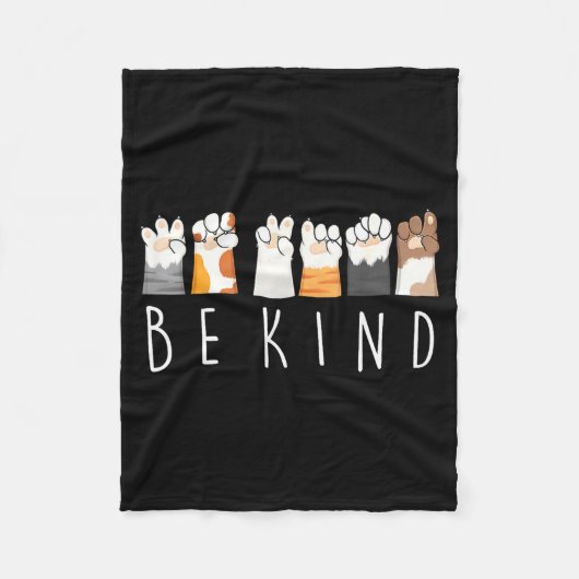 Be Kind Asl Sign Language Kindness Cat Paws Finger Fleece Deken (Voorkant)