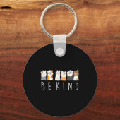 Be Kind Asl Sign Language Kindness Cat Paws Finger Sleutelhanger (Voorkant)
