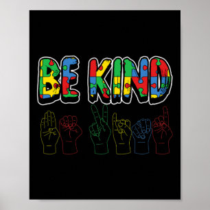 Be Kind Autism Awareness Cute Boys Girls Poster