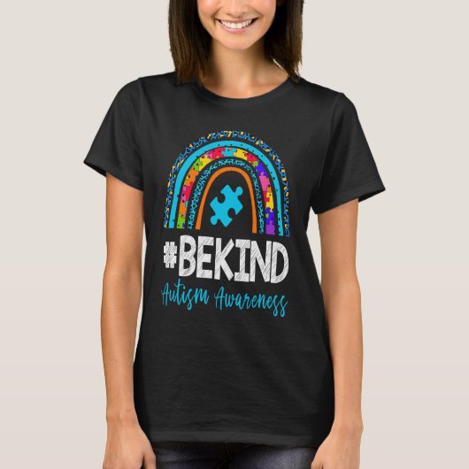 Be Kind Autism Awareness Leopard Rainbow Puzzle Gi T-shirt (Voorkant)