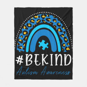 Be Kind Autism Awareness Women Girls Leopard Rainb Fleece Deken