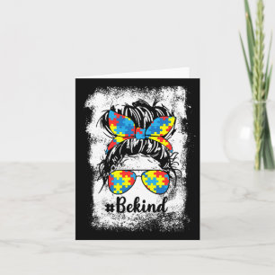 Be Kind Autisme Awareness Maand Schattig Messy Bun Kaart