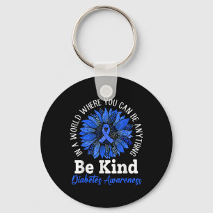 Be Kind Blauw Lint Zonnebloem T1d Type 1 Diabetes Sleutelhanger