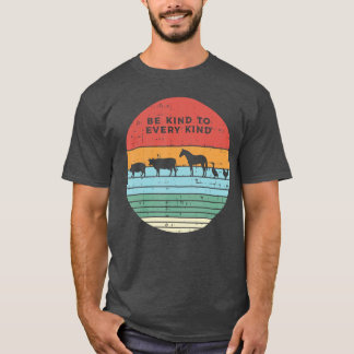 Be Kind Farm Animals Retro Vegan Vegetarian Men Wo T-shirt