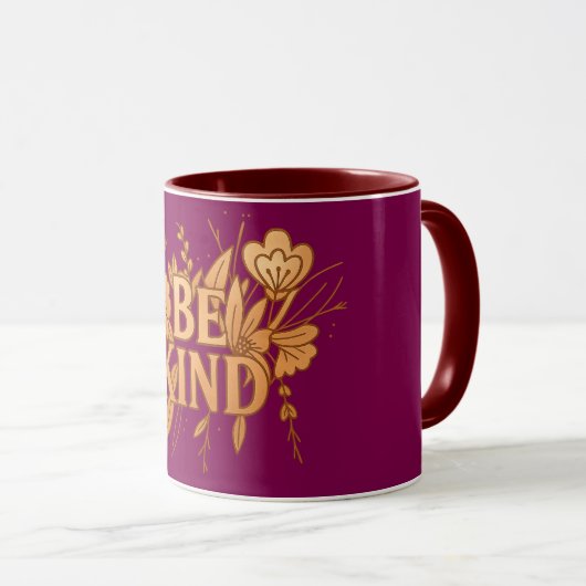 Be Kind | Gold Floral Inspirational Combo Mug (Devant droit)