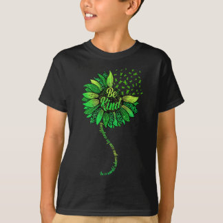 Be Kind Green Ribbon Sunflower Mental Health Aware T-shirt
