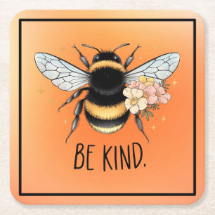 Be Kind Honey Bee Clipart-57650 Vierkante Kartonnen Onderzetter