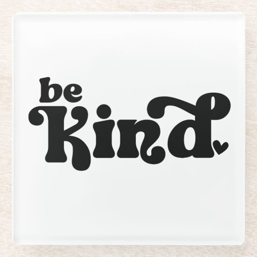 Be Kind Minimalist  – Bold Black Kindness Glazen Onderzetter (Voorkant)
