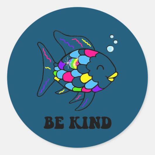 Be Kind Rainbow Fish Teacher Life Teaching Back Ronde Sticker (Voorkant)