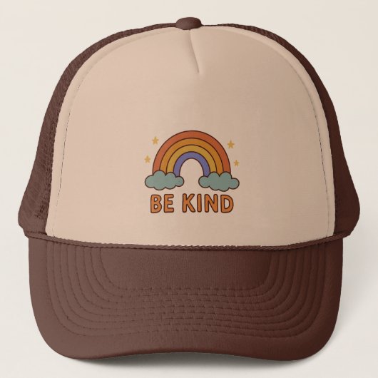 "Be Kind Rainbow – Kleurrijk Positief Quote Ontwer Trucker Pet (Voorkant)