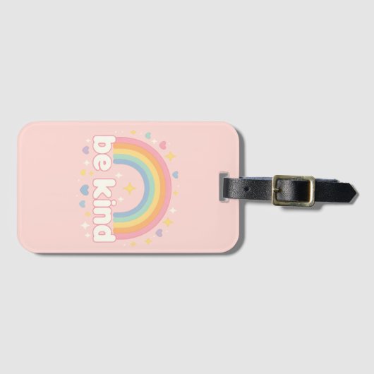 Be Kind – Rainbow Pastel Positivity Bagagelabel (Voorkant (horizontaal))