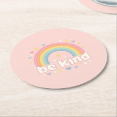 Be Kind – Rainbow Pastel Positivity Ronde Kartonnen Onderzetter (Gebogen)