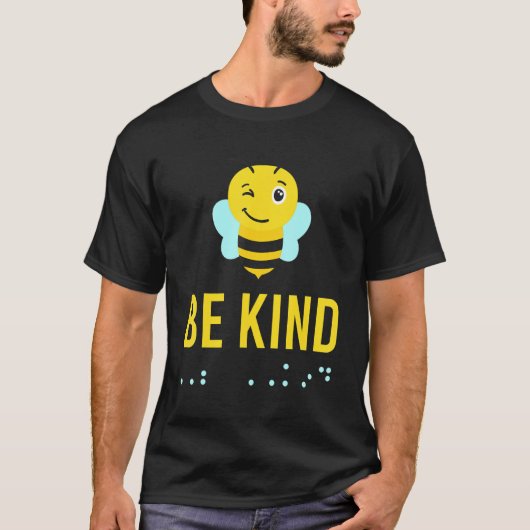 Be Kind Sign Braille Language Bee Smile Graphic Ye T-shirt (Voorkant)