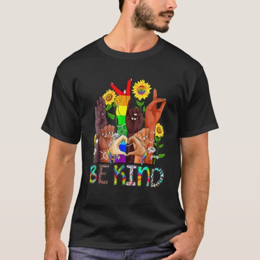 Be Kind Sign Language Hand Talking LGBTQ+ Gay Les  T-shirt (Voorkant)