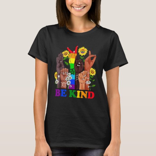 Be Kind Sign Language Rainbow Kindness Equality LG T-shirt (Voorkant)