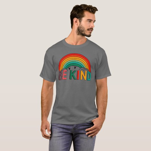 Be Kind T-Shirt Design | Pastel Colours Arc-en-cie (Devant entier)