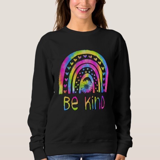 Be Kind Tie Dye Rainbow Choose Kindness Autism Awa Trui (Voorkant)