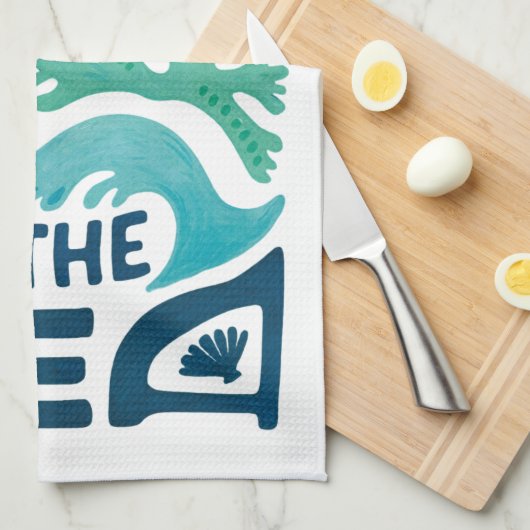 Be Kind to the Sea – Ocean Conservation Eco Design Theedoek (Quarter Fold)