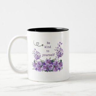 be kind to yourself floral inspirational Mug Tweekleurige Koffiemok