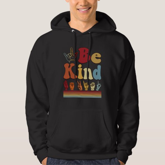 Be Kind  Women Sign Language Graphic Deaf Pride AS Hoodie (Voorkant)