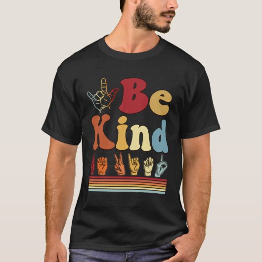 Be Kind  Women Sign Language Graphic Deaf Pride AS T-shirt (Voorkant)