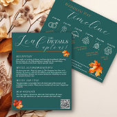 Be Leaf In Love Blauwgroen Rustieke Herfst Bruilof Informatiekaartje