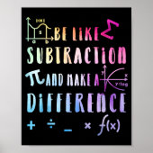 Be Like Subtraction Math Quote For Teachers Studen Poster (Voorkant)