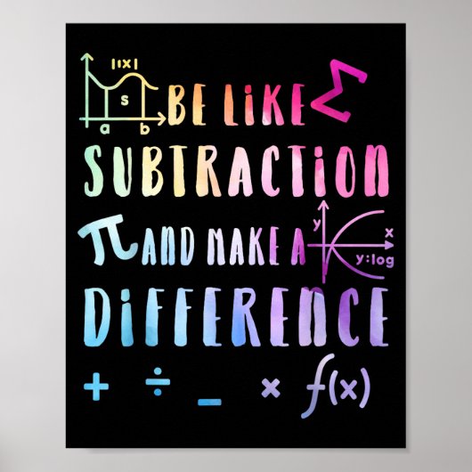 Be Like Subtraction Math Quote For Teachers Studen Poster (Voorkant)