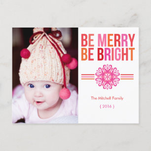 BE MERRY BE BRILLANTE Photo Holiday Carte postale